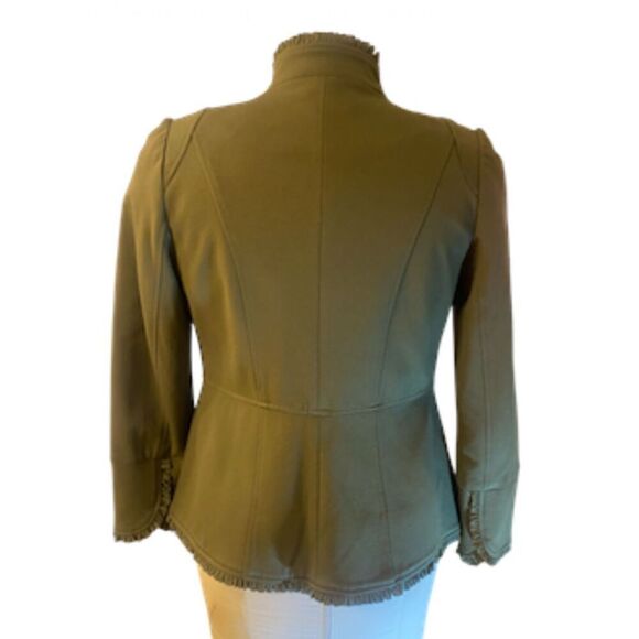 Chico’s Ruffle Detail Blazer, Size Small. Set-In Waist High Collar Office Date N - Picture 2 of 13